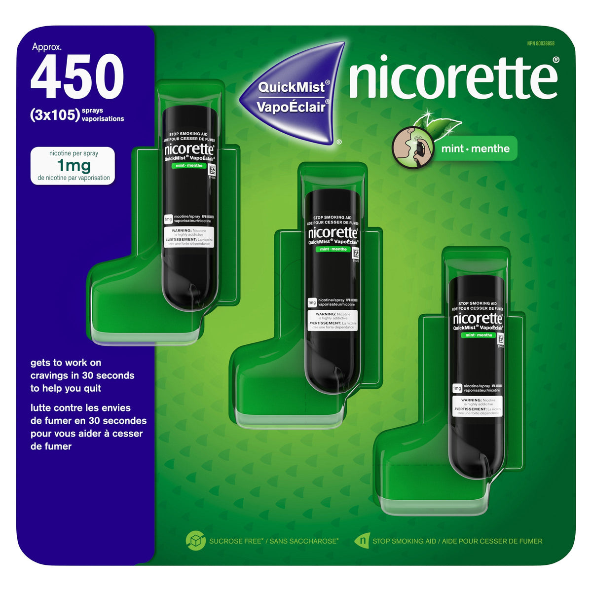 Nicorette QuickMist Mint, 3 x 150 sprays