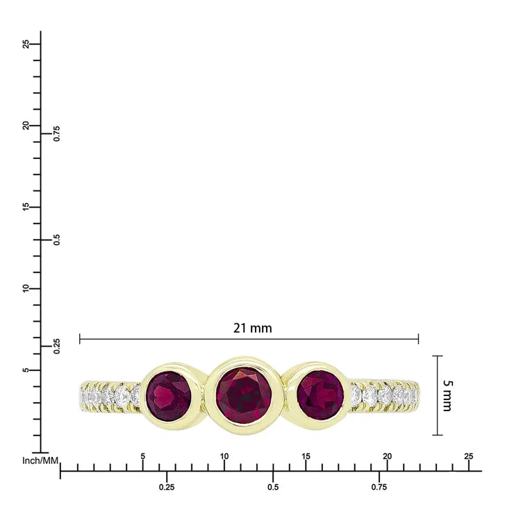 Round Cut Ruby and Diamond Ring (0.10 ctw)