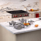 Lagostina Artigiano 3-Ply Clad Hammered Stainless Steel Cookware Set, 8-pieces