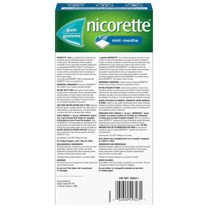Nicorette Mint Gum 2 mg, 2 x 210 pieces
