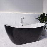 Streamline 71 in. Freestanding Bathtub with Expandable Bamboo Bathtub Caddy