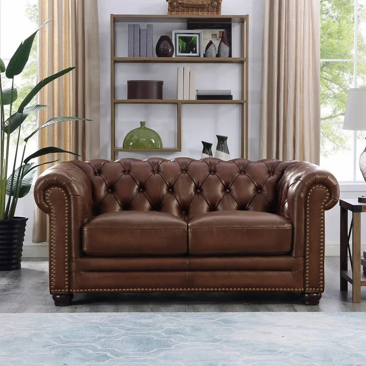 Prospera Home Allington 3-piece Top Grain Leather Chesterfield Living Room Set