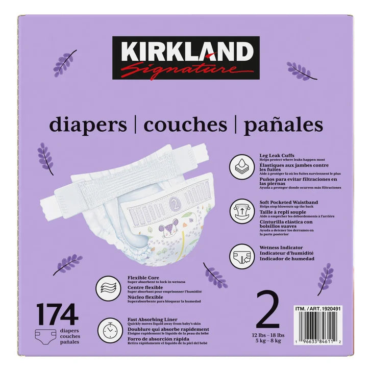 Kirkland Signature Diapers, Sizes 1 - 2
