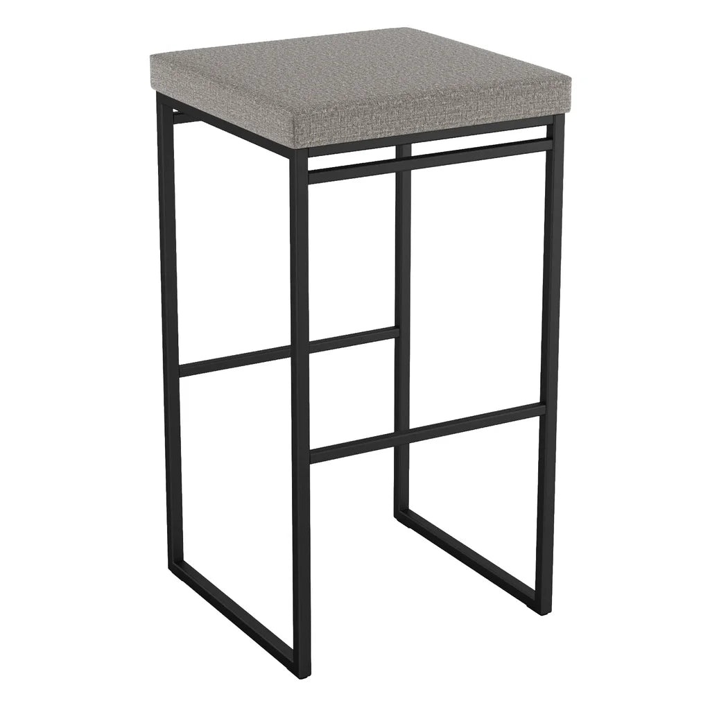 Amisco Easy Modern Counter Stool, Silver Seat and Black Base