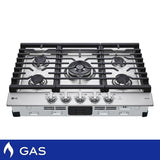 LG 30 in Stainless Steel Gas 5 Burner Cooktop with UltraHeat Dual Burner