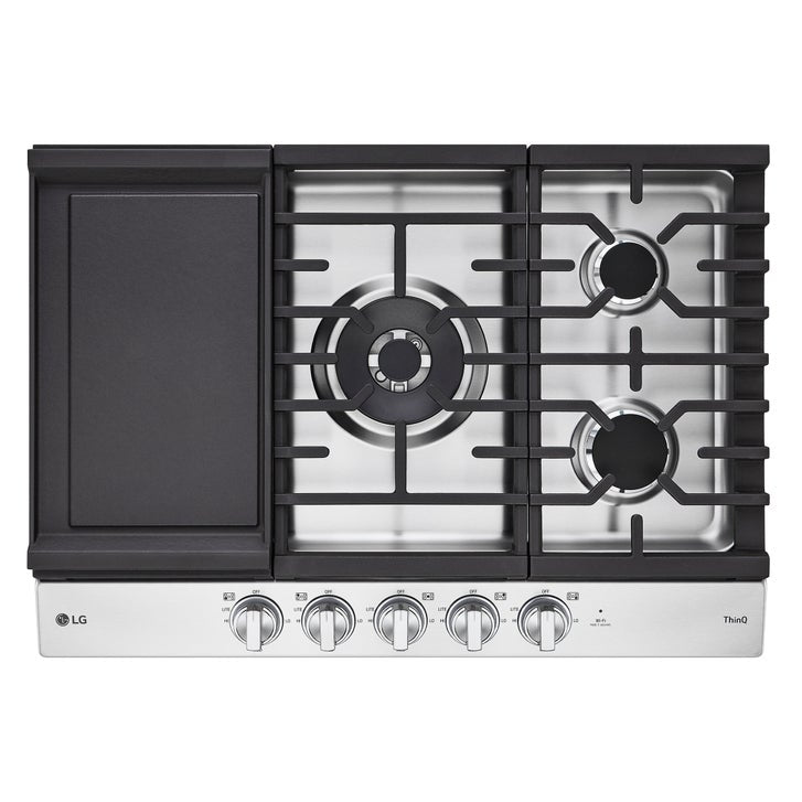 LG 30 in Stainless Steel Gas 5 Burner Cooktop with UltraHeat Dual Burner
