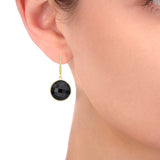 Round Onyx Drop Earrings
