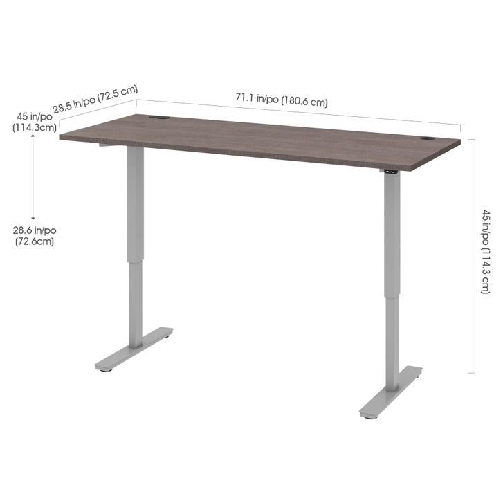 Bestar Upstand 76.2 cm x 182.9 cm (30 in. x 72 in.) Height Adjustable Desk with Dual Monitor Arm