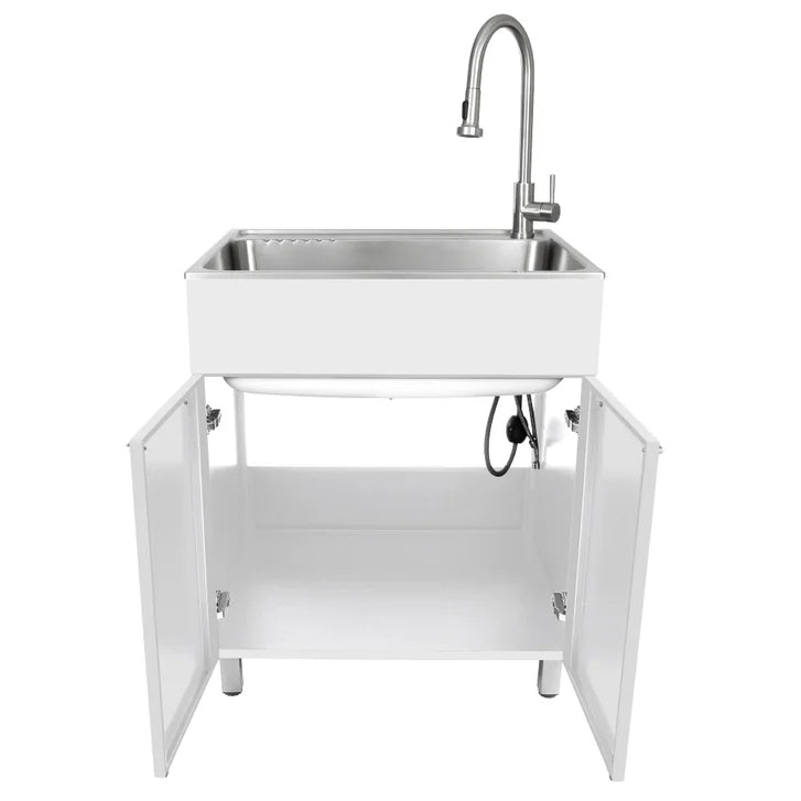 Transform 28 in. All-in-one Utility Sink with Cabinet and Stainless Steel Faucet