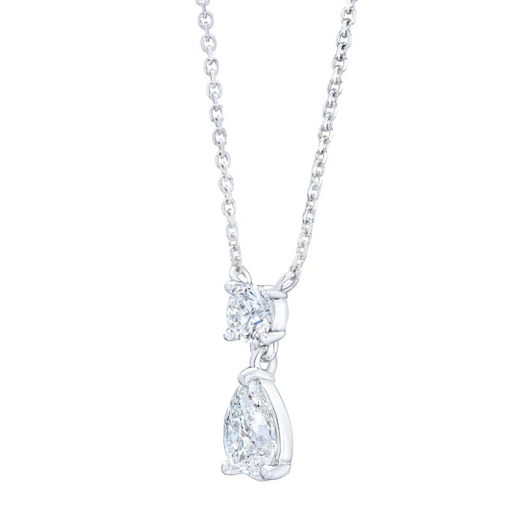 Pear Cut and Round Brilliant Diamond Necklace (1.00 ctw)
