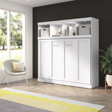 Bestar Oasis Premium Horizontal Double Wall Bed with Overhead Storage