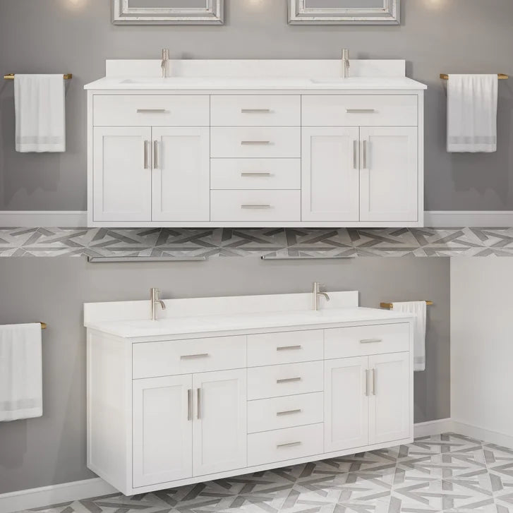 Studio Bathe Katie II Vanity in White Finish with Engineered Stone Countertop
