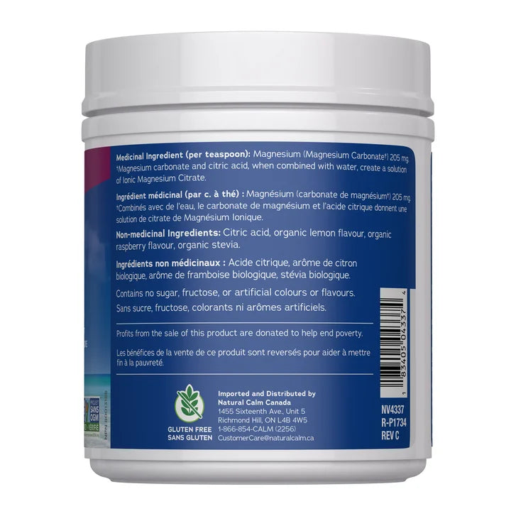 Natural Calm Magnesium Powder Raspberry Lemon - 567 g Powder