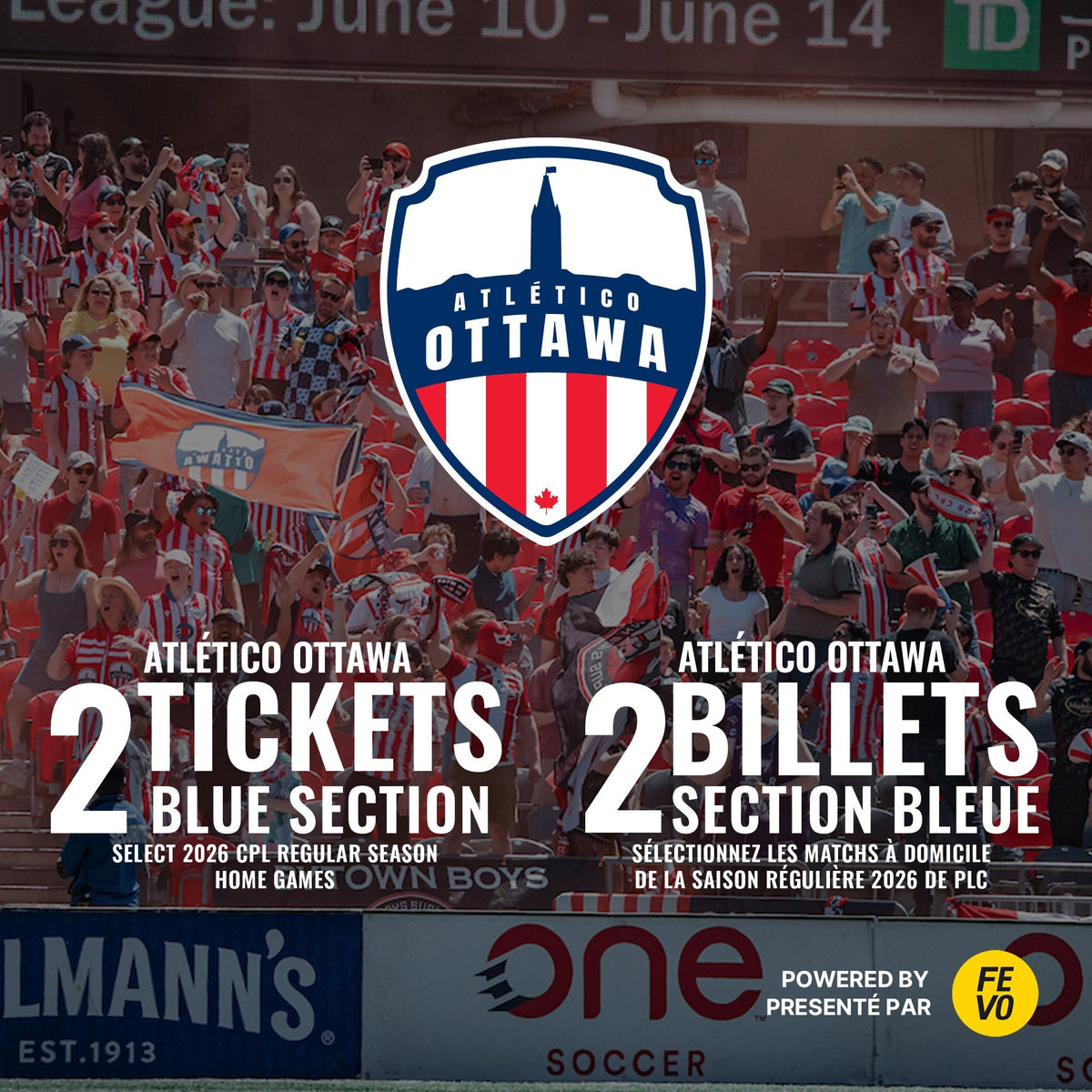 CPL Atlético Ottawa - 2 Tickets
