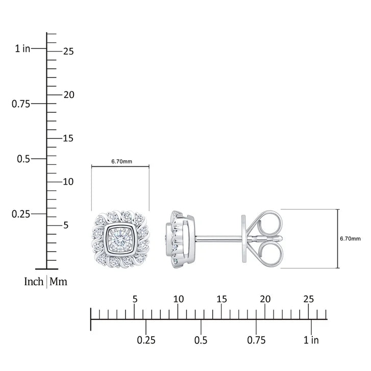 Round Brilliant Diamond Halo Earrings (0.22 ctw)