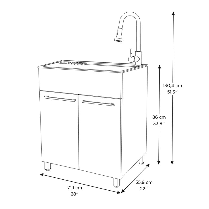 Transform 28 in. All-in-one Utility Sink with Cabinet and Stainless Steel Faucet