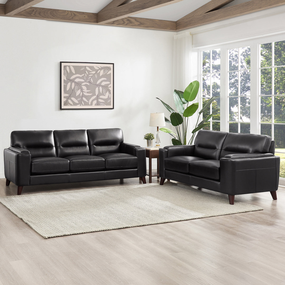 Prospera Home Sorena Top-grain Leather Sofa and Loveseat