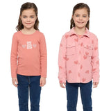 Pekkle Boys' and Girls' Micro Polar Long Sleeve Fleece Shirt and Tee, 2-piece