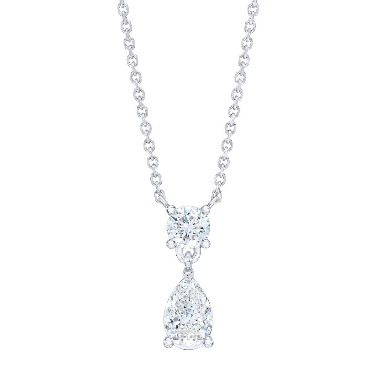 Pear Cut and Round Brilliant Diamond Necklace (1.00 ctw)