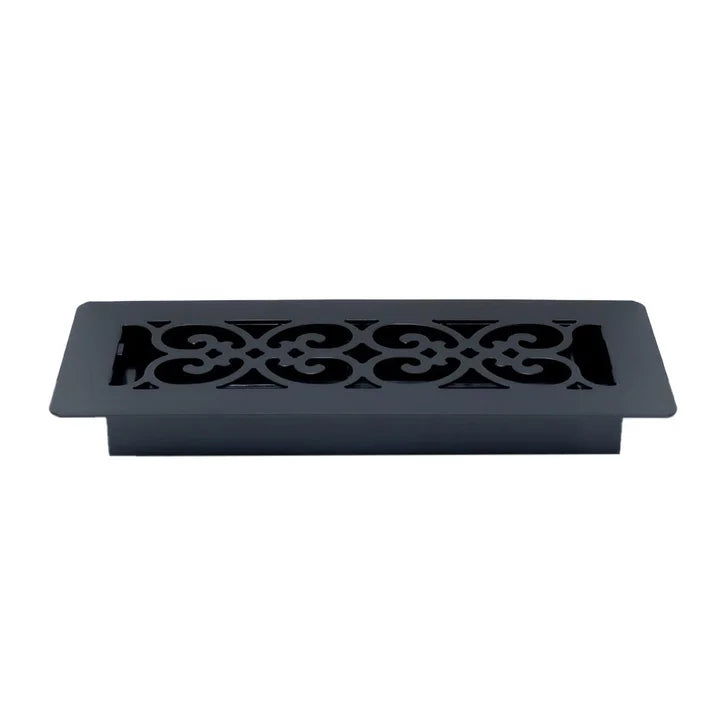 Manor House Black Low Profile Scroll Design Floor Registers, 4-pack