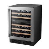 Hisense 23.4 in. 4.9 cu ft. 46 Bottle Stainless Steel Built-in or Freestanding Wine Cooler with Dual Zone and Wi-Fi Connectivity