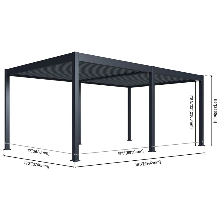 Paragon Lugano 12x20 Adjustable Louvered Aluminum Pergola