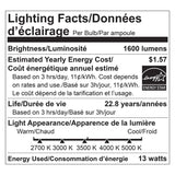 Luminus LED 13W Dimmable A19 Bulb E26 Base, 5-pack
