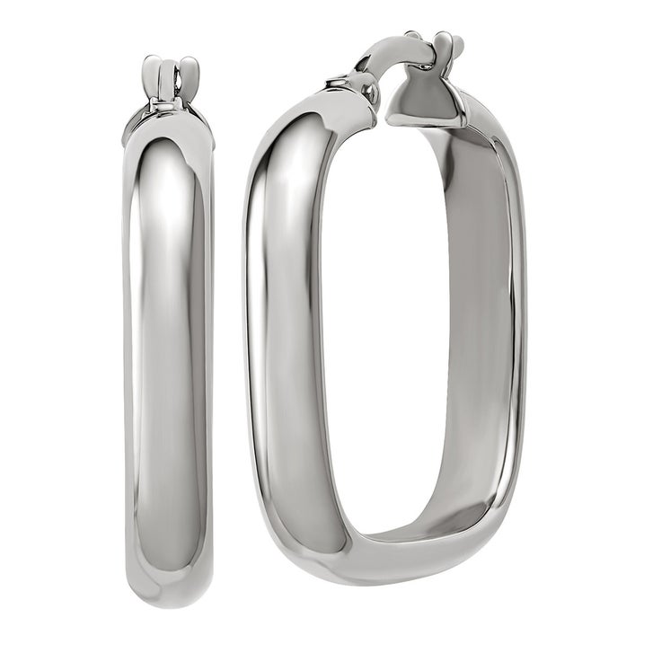High Polish Square Half Round Hoop Earrings