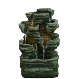 Multilevel Rock Fountain with LED Lights