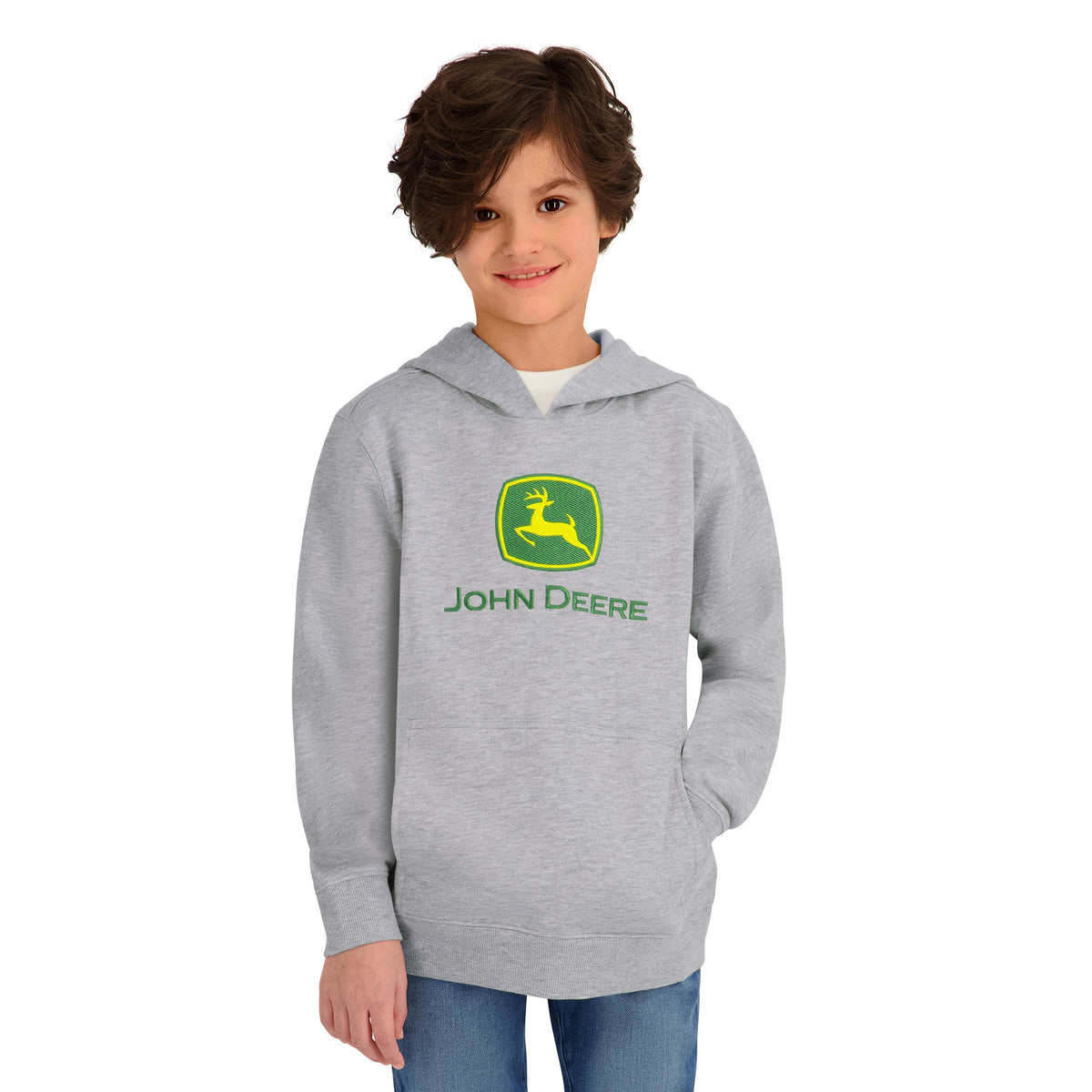 John Deere Boys' Embroidered Logo Hoodie – Cotton Blend Fleece Sweatshirt