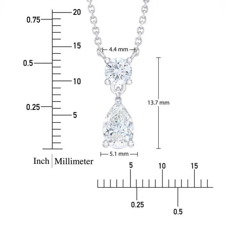 Pear Cut and Round Brilliant Diamond Necklace (1.00 ctw)