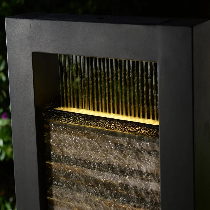 Versatile Zen Metal Fountain with Stone Brick Accent
