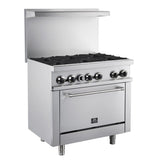 Forno 36 in. 4.65 cu ft. Stainless Steel Gas 6 Burners Commercial Range with Built-In Backsplash
