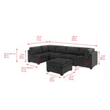 Thomasville Tisdale Tufted 6-piece Fabric Sectional with Storage Ottoman