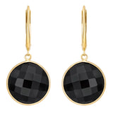 Round Onyx Drop Earrings