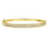 Pipe Trim Bangle in Two Tone Gold
