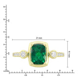 Cushion Cut Lab Created Emerald and Diamond Ring (0.16 ctw)