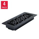 Manor House Black Low Profile Scroll Design Floor Registers, 4-pack