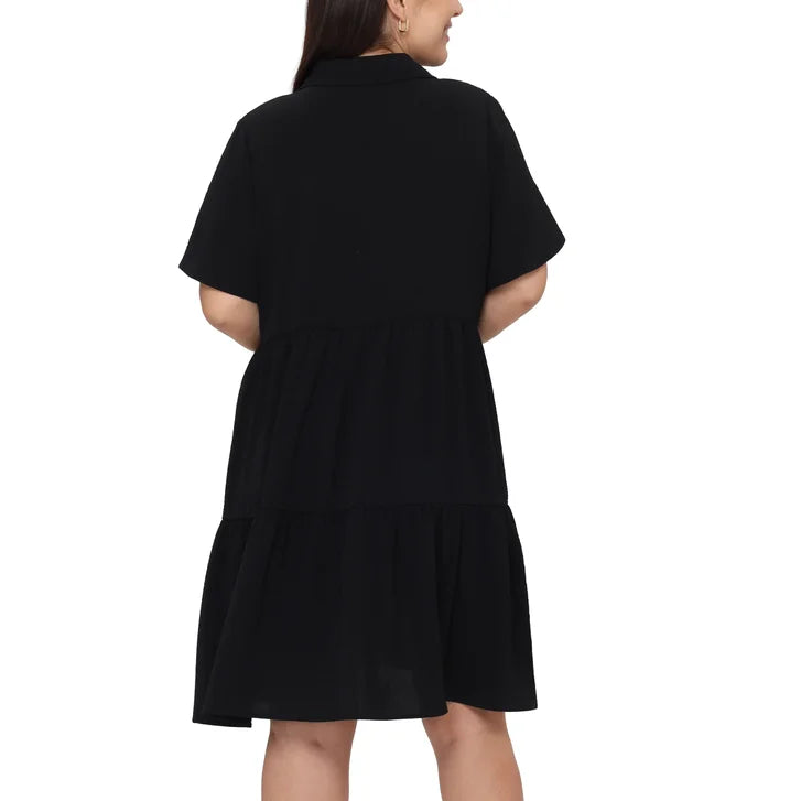 Tahari Women's Short-Sleeve Tiered Dress