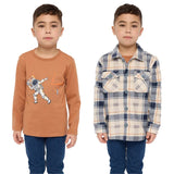 Pekkle Boys' and Girls' Micro Polar Long Sleeve Fleece Shirt and Tee, 2-piece