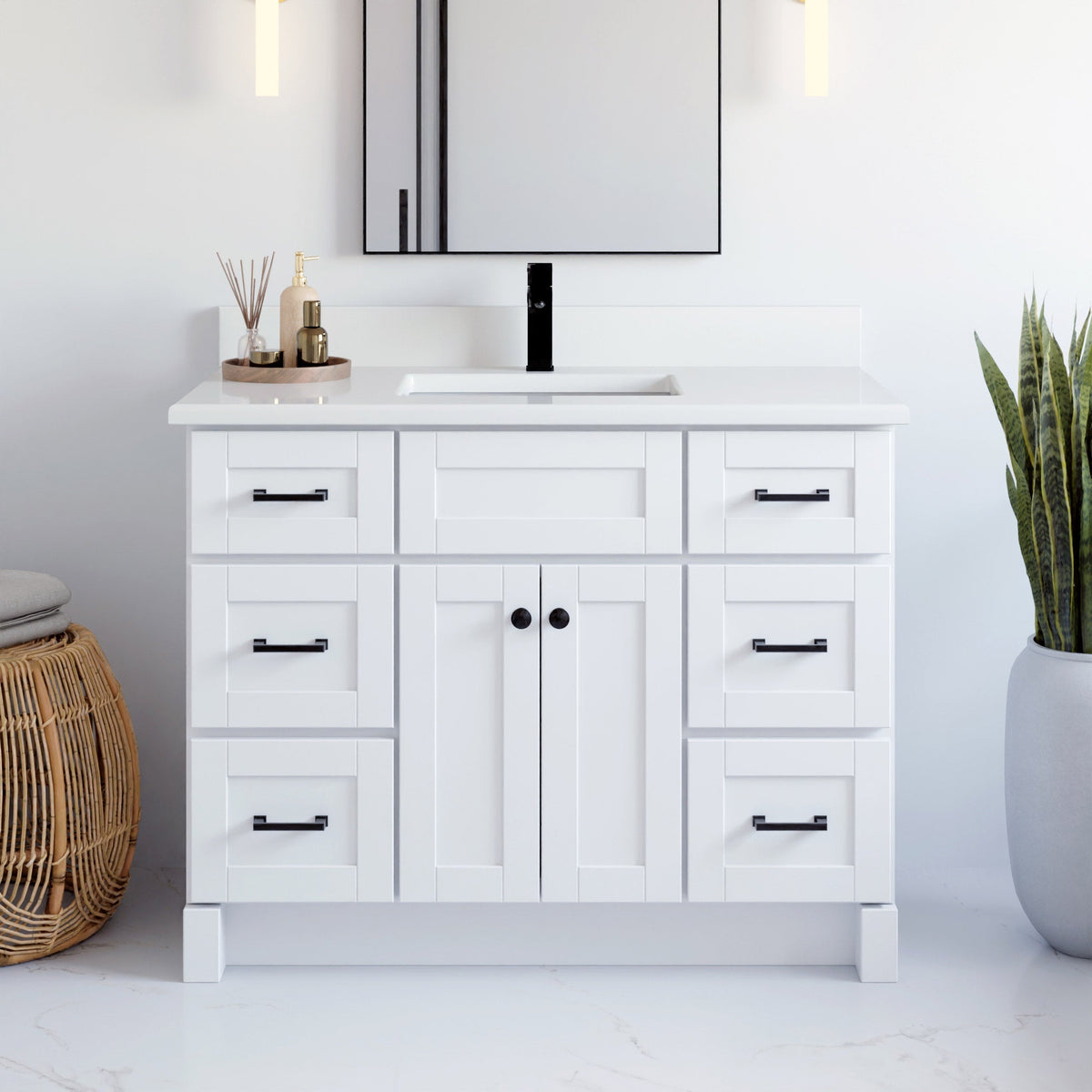 VanGo Willow Vanity in White with Quartz Countertop