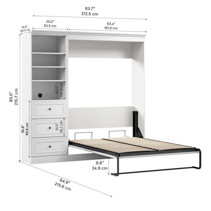 Bestar Evolution 2-piece Double Wall Bed Set, White