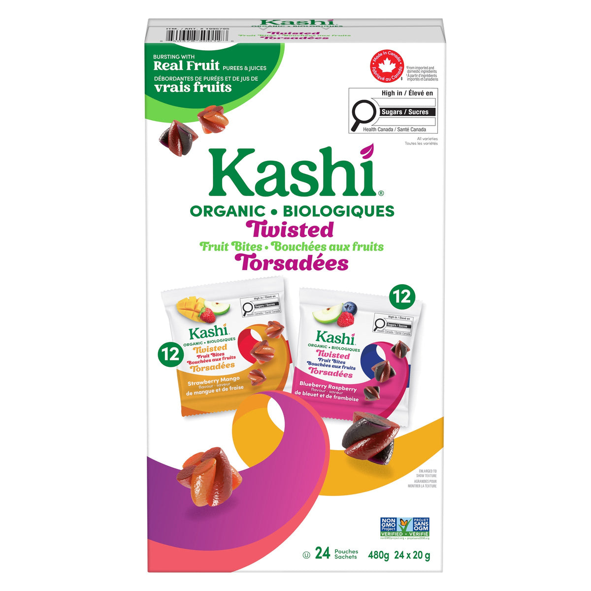 Kashi Organic Twisted Fruit Bites Variety Pack, 24 × 20 g