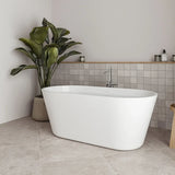 Streamline 59 in. Freestanding Bathtub with Expandable Bamboo Bathtub Caddy
