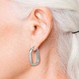 High Polish Square Half Round Hoop Earrings