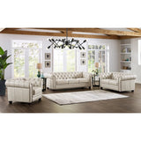 Prospera Home Allington 3-piece Top Grain Leather Chesterfield Living Room Set
