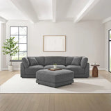 Aiden & Ivy Dayna 4-piece Modular Fabric Sofa with Ottoman
