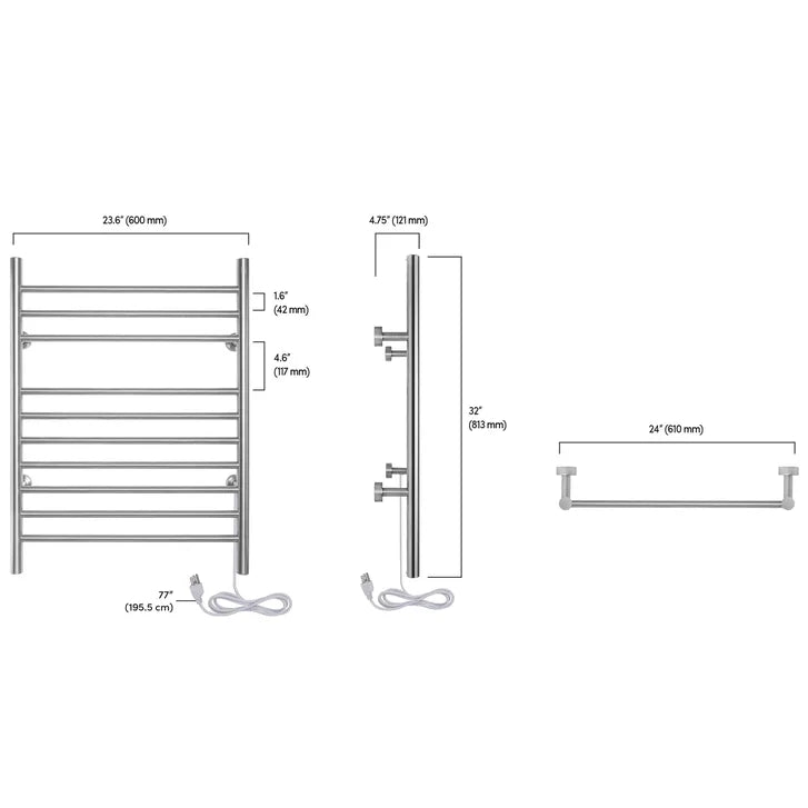 WarmlyYours Infinity 10 Bar Towel Warmer