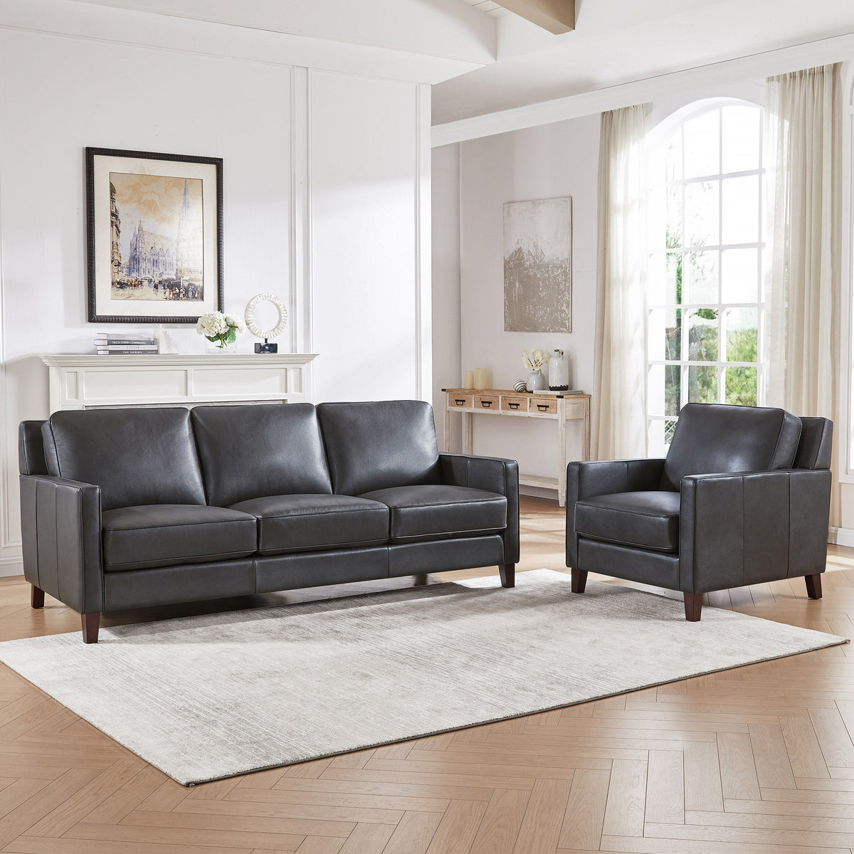 Prospera Home West Park Top-grain Leather Sofa and Chair