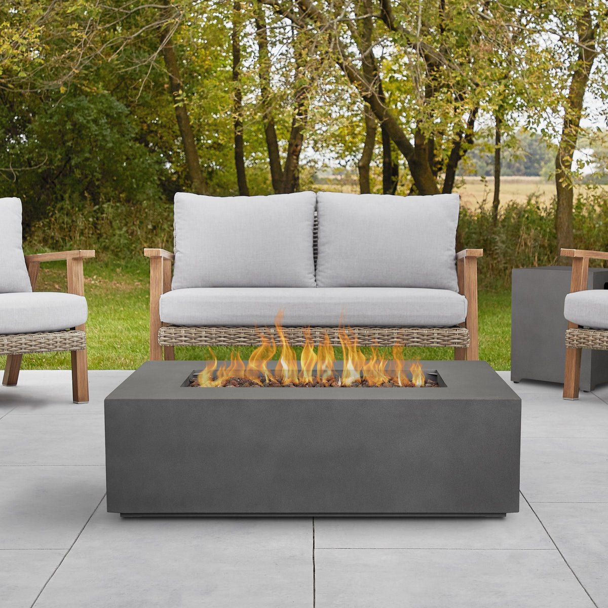 Real Flame Aegean Steel 42 in. Rectangle Fireplace